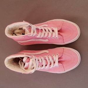 Vans hi-top unisex pink canvas sneakers